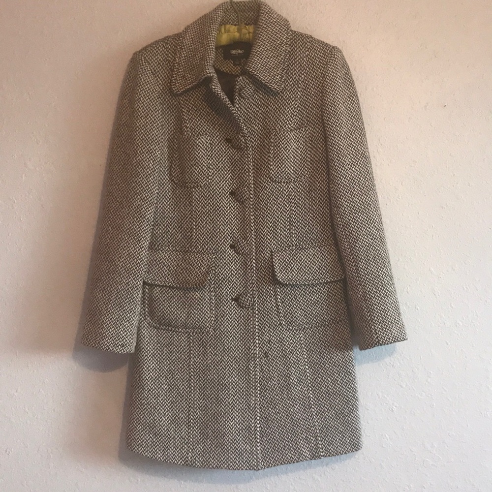 Black + White Tweed Coat